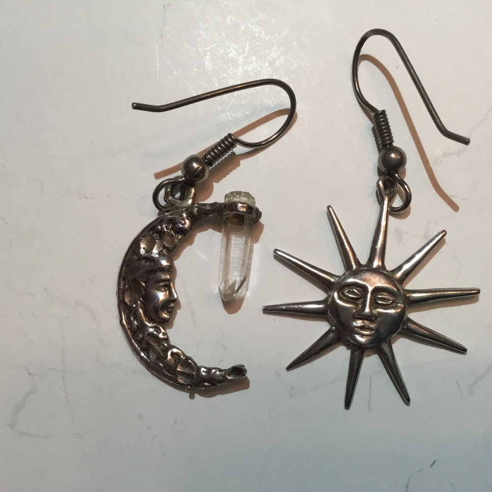 Sterling Silver Sun and Moon Earrings